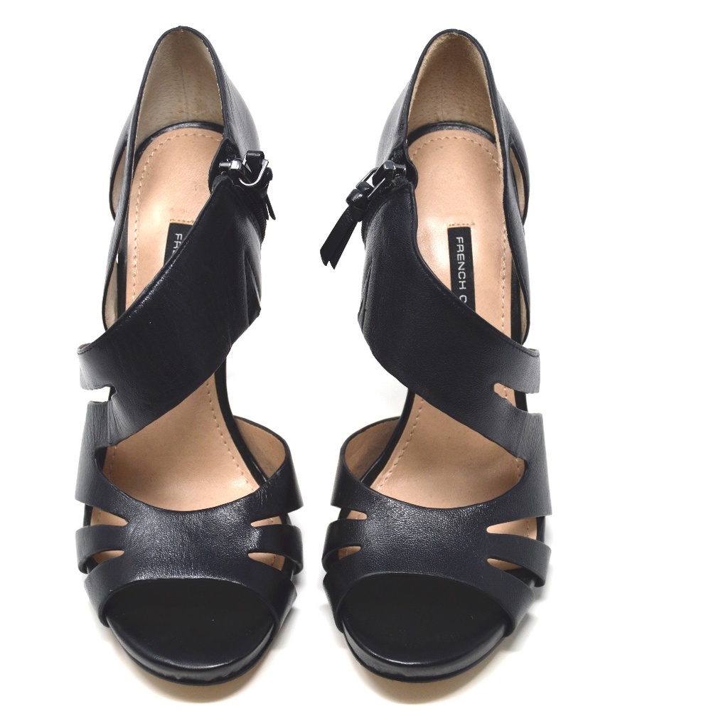 [French Connection] Black Cut Out Leather Heels - Picture 4 of 6